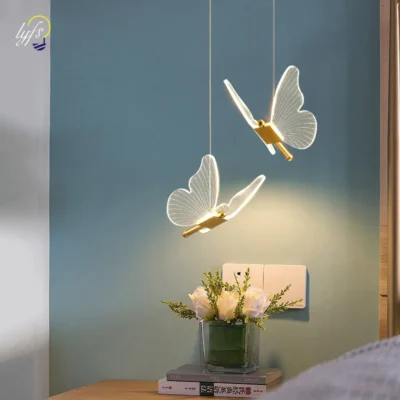 Lustre LED Pendant Light Fixture Butterfly Hanging Lamps For Ceiling Kitchen Bedside Living Room Decor Nordic Pendant Lamp 3