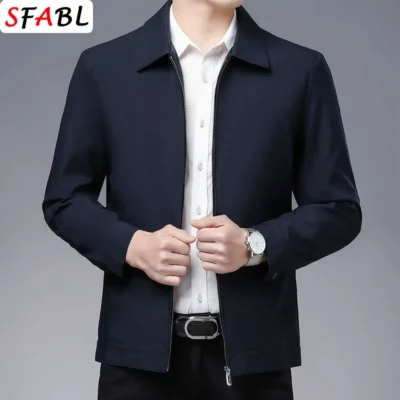 New Brand Men's Jacket Turn-down Collar Men's Jacket Business Casual Solid Color Jacket for Men Work Coat 2023 Spring Autumn New 3