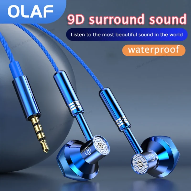 OLAF Metal 3.5mm Headphones Wired Earphones Gaming Earbuds Sports Headset With Microphone For Smart Phones Samsung Xiaomi Huawei 1