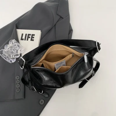 LEFTSIDE Silver Leather Crossbody Bags for Women Luxury 2023 Y2k Korean Fashion Underarm Shoulder Bag Female Armpit Bag Handbags 6