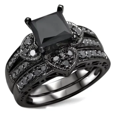 Luxury Rings Unique Female Black Oval Inlaid Cross Border Rings Vintage Big Wedding Rings For Women Men Jewelry Gift Fashion 4