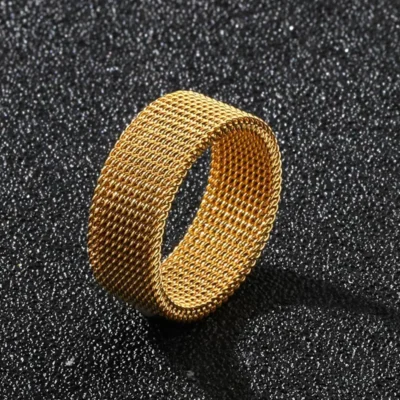2023 New 8mm Wide Stainless Steel Rings Titanium Couple Rings Deformable Mesh Accessories for Women Men Jewelry Wedding Gift 4