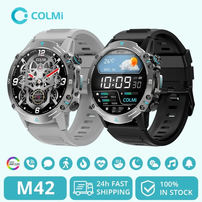 COLMI M42 Smartwatch 1.43'' AMOLED Display 100 Sports Modes Voice Calling Smart Watch Men Women Military Grade Toughness Watch 1