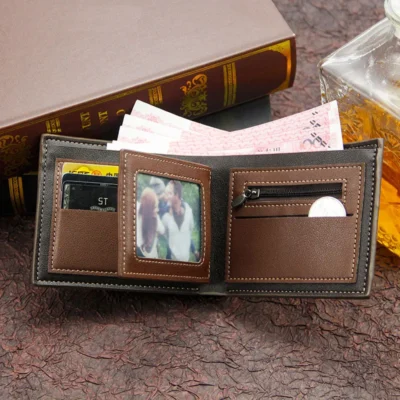 Short Men Wallets Slim Classic Coin Pocket Photo Holder Small Male Wallet Quality Card Holder Frosted Leather Men Purses 5