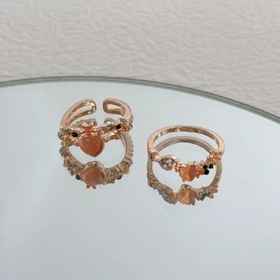 17KM Y2K Crystal Rings Kpop Heart Adjustable Ring Irregular Geometry Punk Vintage Rings Set for Women Girls New Fashion Jewelry 5