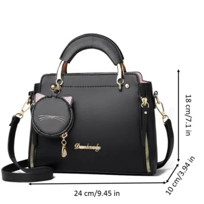 Fashion Handbag for Women Ladies Top Handle Satchel Shoulder Bags Cat Purse 3