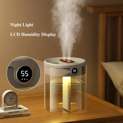 Air Humidifiers With Night Light 2L Double Nozzle Large Capacity LCD Display Ultrasonic Sprayer Humidifier Filter For Home 6