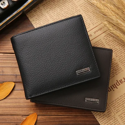 Classic Short Genuine Leather Men Wallets Fashion Coin Pocket Card Holder Men Purse Simple Quality Male Wallets 2
