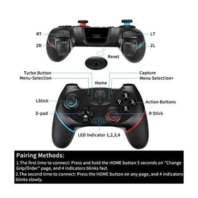 DATA FROG Wireless Controller Compatible-Nintendo Switch Adjustable Turbo with 6-Axis Vibration Gamepad For PC/NS Lite Console 4