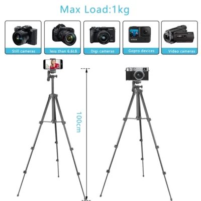 3120 Tripod for Phone 100cm Universal Phone Video Tripod Stand with Bluetooth Selfie Remote Video Recording Photography Stand 3
