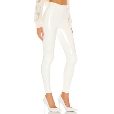 Women Shiny PU Leather White PVC Pants Slim 4XL Sexy Leggings Latex Stretchy High Waist Bodycon Pants Summer Skinny Trousers 1