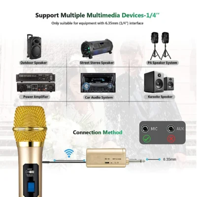 Heikuding Wireless Microphone UHF Dual Cordless Dynamic Mic System with Rechargeable Receiver for karaoke Singing Dj Microphone 3