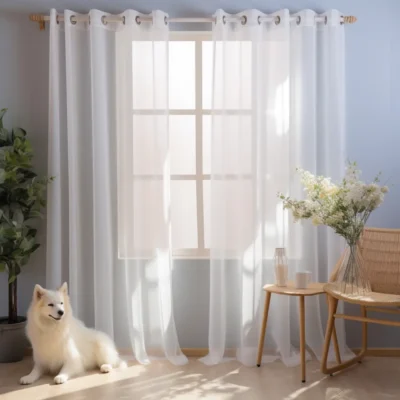 Shading Solid White Sheer Curtains for Living Room Decoration Window Curtains for Kitchen Modern Tulle Voile Organza Curtains 1