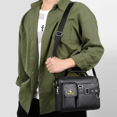Fashion Men's Shoulder Portable PU Leather Handbag Business Briefcase Travel Man Crossbody s Brand Quality Men Bag 3