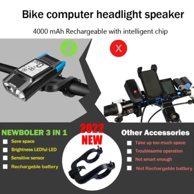 4 Mode USB Bike Light Lamp Bicycle Computer 3 Mode Horn Flashlight Cycle Bike Speedometer Led Front Lights Cycling Headlight 2