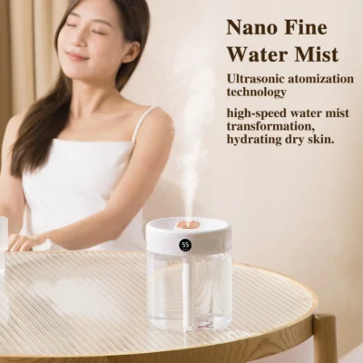 Air Humidifiers With Night Light 2L Double Nozzle Large Capacity LCD Display Ultrasonic Sprayer Humidifier Filter For Home 5