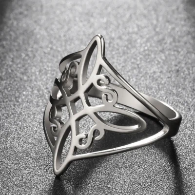Witch Knot Stainless Steel Ring Wiccan Cross Celtics Knot Women Men Rings Witchcraft Good Luck Protection Amulet New Year Gifts 1