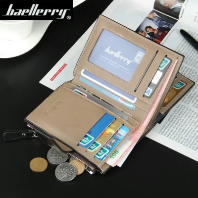 Baellerry Short Luxury Men Wallets Zipper Coin Pocket Card Holder Male Wallet Clutch Photo Holder Brand Man Purses Wallet 3