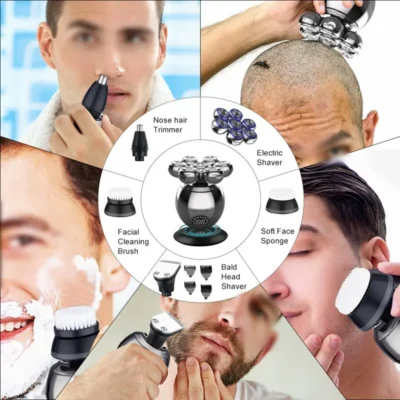 Electric Shaver 7D Floating Cutter Head Base Charging Portable Men Beard Trimmer Clipper Skull Shaver Waterproof Shaving 6