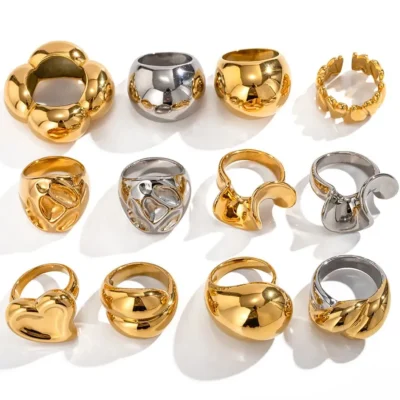 Uworld New Design Layla Dome Ring Geometric Ring for Women Simple Stylish Texture Finger Jewelry Waterproof кольцо женское 1