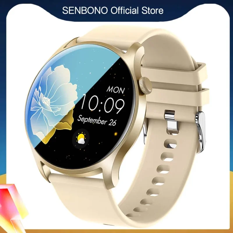SENBONO Women Smart Watch Full Touch Screen Sports Fitness Tracker IP67 Waterproof Women Smartwatch Men for Android IOS 1