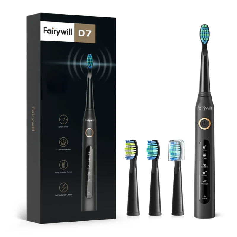 Fairywill Electric Sonic Toothbrush USB Charge FW-507 Rechargeable Waterproof Electronic Tooth Brushes Replacement Heads Adult 1