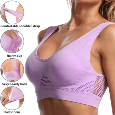 Seamless Mesh Women Sports Bras Fitness Gym Running Underwear Shockproof Bra Wireless 6XL Plus Size Crop Top Breathable Yoga Bra 1