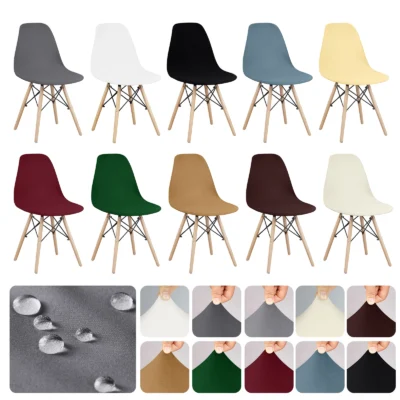 Waterproof Shell Chair Covers Elastic Chair Cover 1PC Solid Color Protector For Chairs Fitted Kitchen Living Room For Home Decor 6
