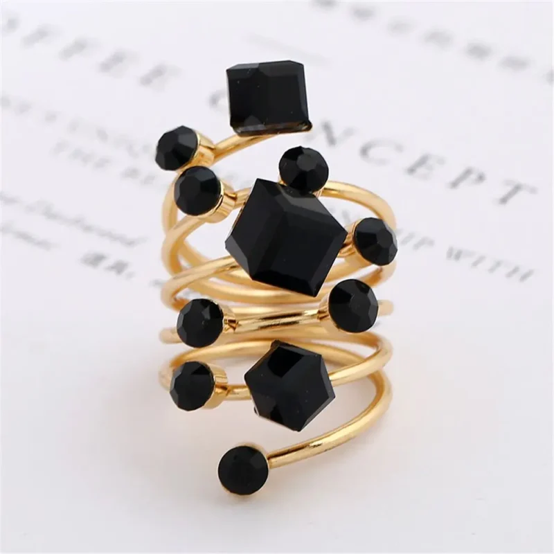 Trendy Metal Multi Stones Rings For Women Ladies Irregular Crystal Rhinestone Open Engagement Ring Luxury Oversized Jewelry Gift 1