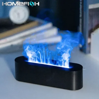 Newest RGB Flame Aroma Diffuser Humidifier USB Desktop Simulation Light Aromatherapy Purifier Air for Bedroom With 7 Colors 3