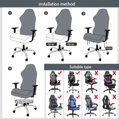 4pcs Gaming Chair Covers With Armrest Spandex Splicover Office Seat Cover For Computer Armchair Protector Cadeira Gamer 6