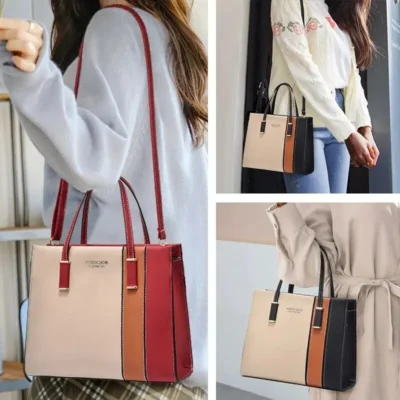 Patchwork Handbags For Women Adjustable Strap Top Handle Bag Large Capacity Totes Shoulder Bags Fashion Crossbody Bags Work Gift 3