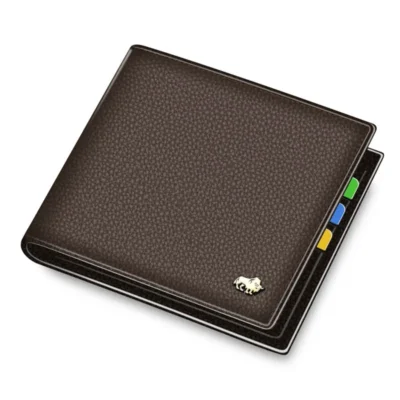 BISON DENIM Genuine Leather Men Wallets Brand Luxury RFID Bifold Wallet Zipper Coin Purse Business Card Holder Wallet N4470 6
