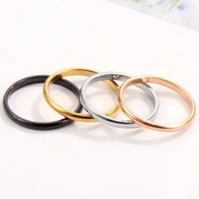 2mm Thin Stackable Ring Stainless Steel Plain Band Knuckle Midi Ring for Women Girl Size 3-12 4