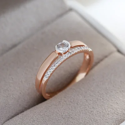 Kinel Luxury Natural Zircon Rings For Women 585 Rose Gold Silver Color Mix Setting Slim Design Daily Bride Wedding Jewelry 5