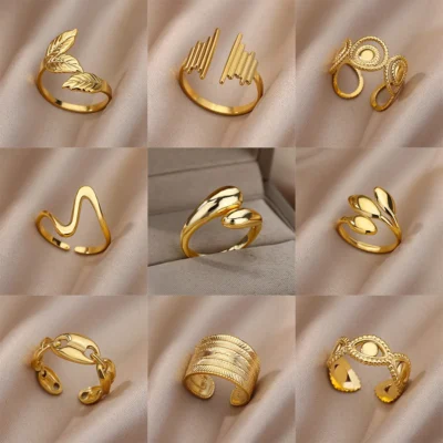 Stainless Steel Rings For Women Men Gold Color Engagement Wedding Party Ring Female Male Finger Jewelry Birthday Gift 2024 Trend 1