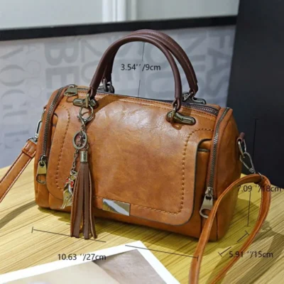Yogodlns Tassel Decor Handbag, Women's Large Capacity Shoulder Bag, Fashion Zipper Crossbody Bag With Removable Strap 6