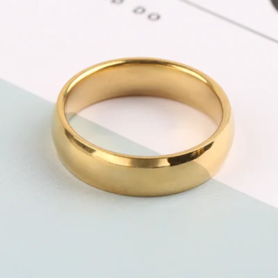 2023 New Fashion Simple Smooth Stainless Steel Ring for Women and Men Classic Gold Color Couple Rings Wedding Engagement Jewelry 4
