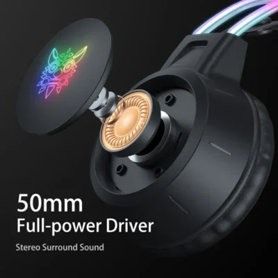 ONIKUMA X15 Pro Over-Ear Headphones Gaming Headset Wired Cancelling Earphones Pink Cat Ears Rgb Light With Mic For PC PS4 5