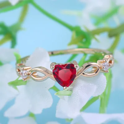 Huitan Simple Heart Ring For Women Female Cute Finger Rings Romantic Birthday Gift For Girlfriend Fashion Zircon Stone Jewelry 2