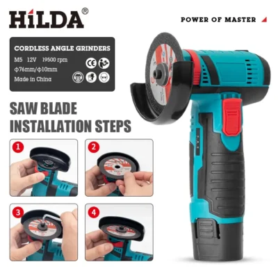 HILDA 12v Mini Angle Grinder Rechargeable Grinding Tool Polishing Grinding Machine For Cutting Diamond Cordless Power Tools 3