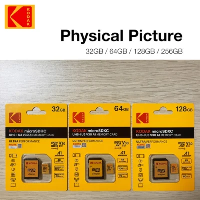 Original KODAK 32GB 64GB 128GB 256GB Memory Card 64GB U3 4K Micro TF SD Card 64G SDHC Mini microsd UHS-I C10 TF Trans Flash card 4