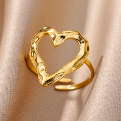 Stainless Steel Rings for Women Aesthetic Heart Gold Color Wedding Ring Waterproof Jewelry Finger Accessories Free Shipping Gift 4