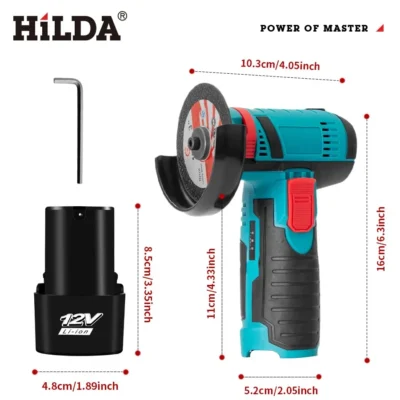 HILDA 12v Mini Angle Grinder Rechargeable Grinding Tool Polishing Grinding Machine For Cutting Diamond Cordless Power Tools 5