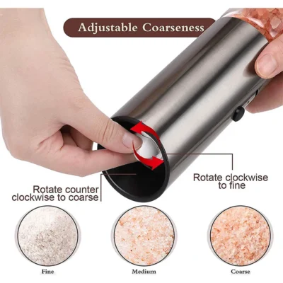 Electric Salt and Pepper Grinder Set USB Rechargeable Eletric Pepper Mill Shakers Automatic Spice Steel Machine Kitchen Tool 3