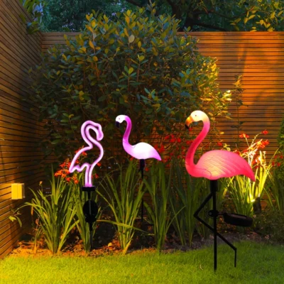 Solar Flamingo Light LED Outdoor Courtyard Lamp Garden Light Waterproof Stake Light Pathway Decor Solar Patio Ground Lantern 1