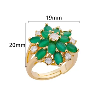Zircon Flower Ring For Women Gold Color Adjustable Stainless Steel Flower Rings Wedding Aesthetic Jewelry Gift inoxidable anillo 6