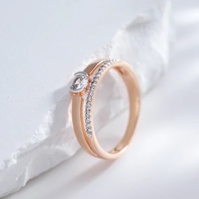 Kinel Luxury Natural Zircon Rings For Women 585 Rose Gold Silver Color Mix Setting Slim Design Daily Bride Wedding Jewelry 4