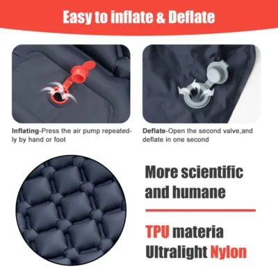 Outdoor Camping Inflatable Mattress Sleeping Pad With Pillows Ultralight Air Mat Built In Inflator Pump Hiking 3
