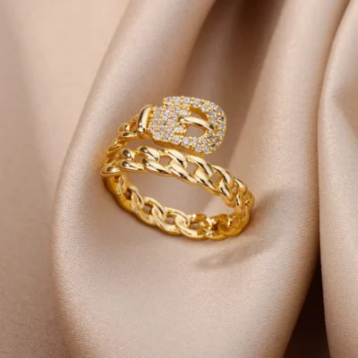 Zircon Rings for Women Stainless Steel Gold Color 2024 New Trend Wedding Ring Jewelry bague femme anillos mujer free shipping 2